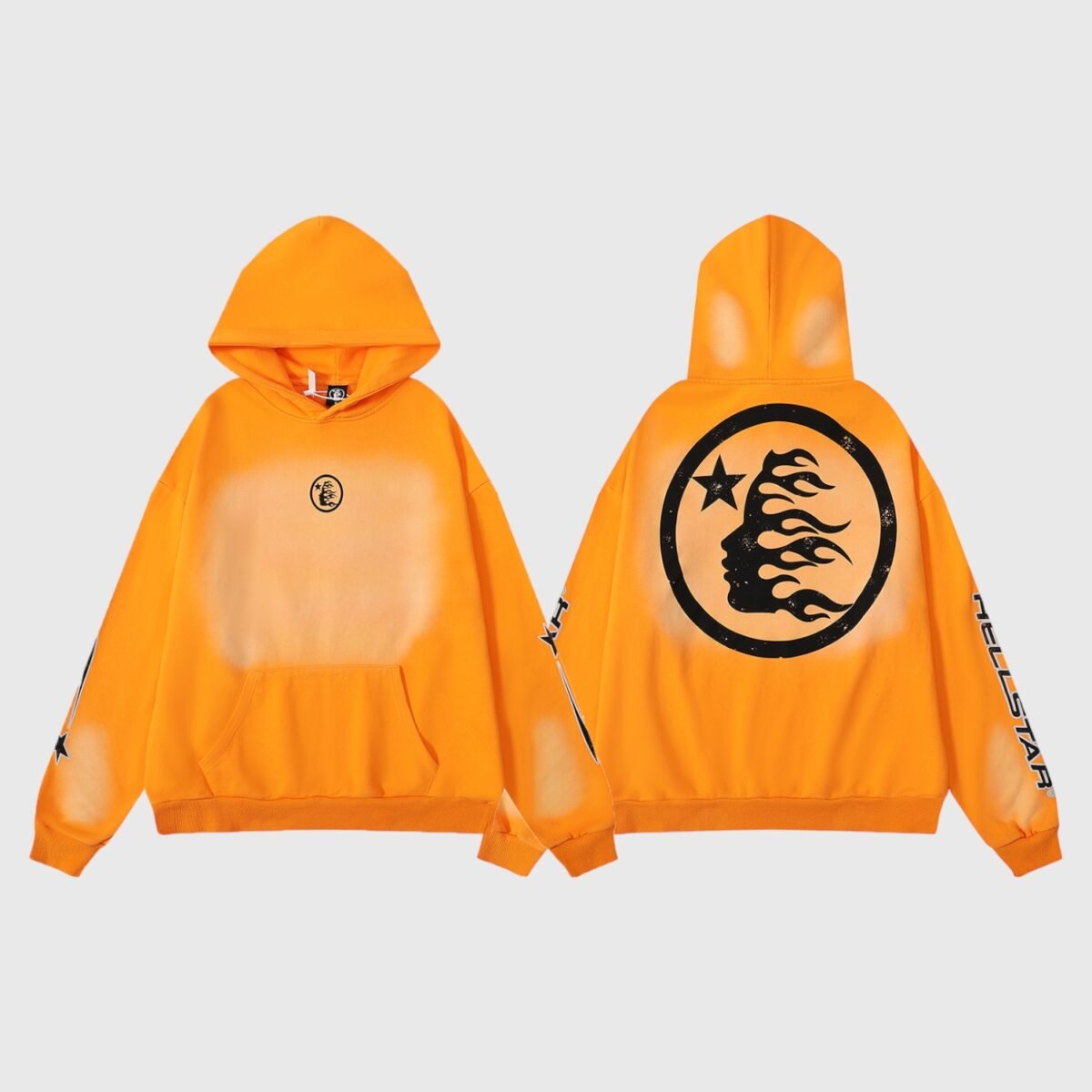 Hellstar Fire Orange Dye Hoodie - Image 3