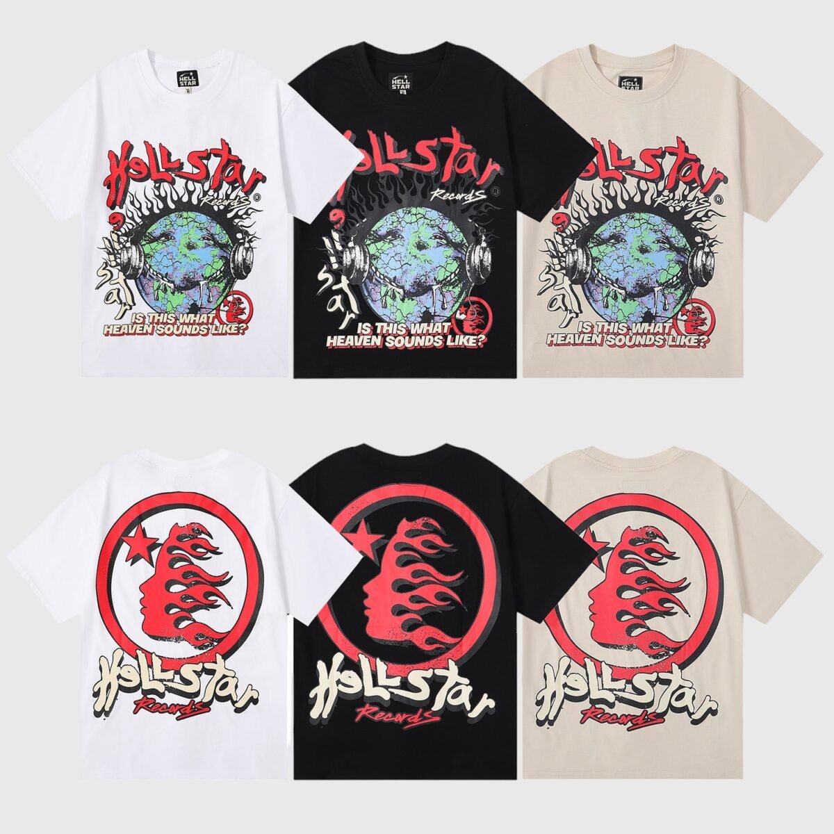 Hellstar Studios Heaven on Earth T-Shirt Beige - Image 4